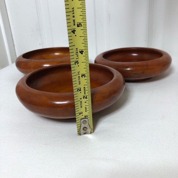 Unbranded Vintage Set Of 3 Hand Turned Crafted Wood Salad / Snack Bowls - Picture 12 of 12